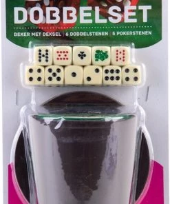 Longfield Darts Longfield Pokerset Beker Met Deksel En Dobbelstenen Van 16 Mm