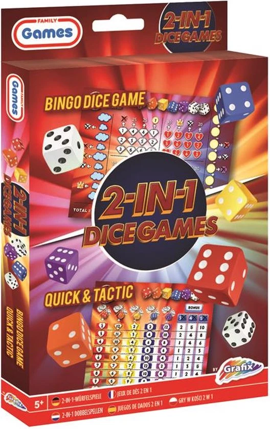 Grafix 2-in-1 Dobbelspel - Bingo Dice & Quick And Tactic 1 Grafix 2-in-1 Dobbelspel - Bingo Dice & Quick And Tactic