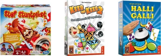 Merkloos Spellenbundel - Dobbelspel - 2 Stuks - Keer Op Keer 2 & Halli Galli & Stef Stuntpiloot 1 Merkloos Spellenbundel - Dobbelspel - 2 Stuks - Keer Op Keer 2 & Halli Galli & Stef Stuntpiloot