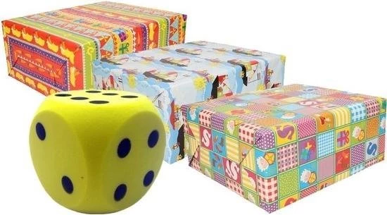 Merkloos Sinterklaas Spel Gele Dobbelsteen En 3x Inpakpapier Rollen - Pakjesavond Sinterklaasspel Dobbelstenen En Cadeaupapier Set 3 Merkloos Sinterklaas Spel Gele Dobbelsteen En 3x Inpakpapier Rollen - Pakjesavond Sinterklaasspel Dobbelstenen En Cadeaupapier Set - Afbeelding 3