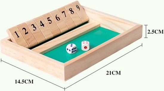 Sharp Games Shut The Box | Hout | Inclusief Dobbelstenen | Houten Spel | Dobbelspel | Kansspel | Drankspel | Reisspel | Rekenspel 3 Sharp Games Shut The Box | Hout | Inclusief Dobbelstenen | Houten Spel | Dobbelspel | Kansspel | Drankspel | Reisspel | Rekenspel - Afbeelding 3