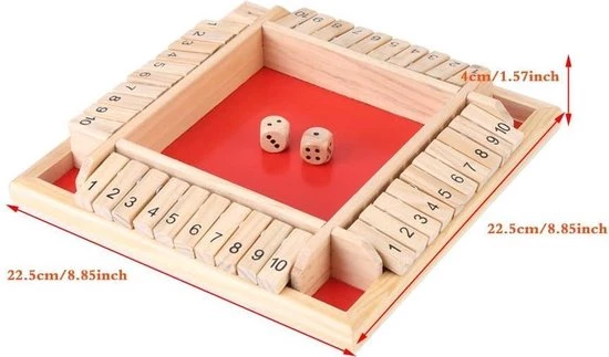 Deluxe HB Sluit De Doos - Zinaps Onbekend 4 Speler Sluit De Doos Dice Game Educatief Houten Number Board Family Traditional Game Drinken Cube Toy Classic Table Game Voor Leernummers- (WK 02127) 9 Deluxe HB Sluit De Doos - Zinaps Onbekend 4 Speler Sluit De Doos Dice Game Educatief Houten Number Board Family Traditional Game Drinken Cube Toy Classic Table Game Voor Leernummers- (WK 02127) - Afbeelding 9