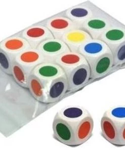 HOT Games 6 Grote Kleurendobbelstenen 30mm 6-zijdig Wit