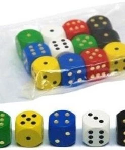 Hotsports Dobbelsteen 20 Mm.hout 6 Kleur Ass. - VE12 :: HOT Sports + Toys