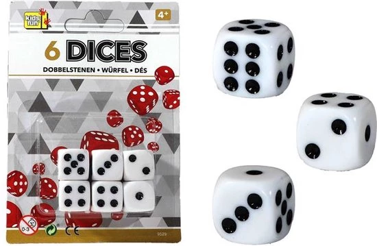 Merkloos Dobbelstenen 6 Stuks Op Kaart Ø1,5cm 1 Merkloos Dobbelstenen 6 Stuks Op Kaart Ø1,5cm