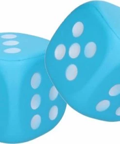 Merkloos 2x Grote Foam Dobbelsteen/dobbelstenen Blauw 12 Cm - Dobbelspellen - Spelletjes Met Dobbelstenen