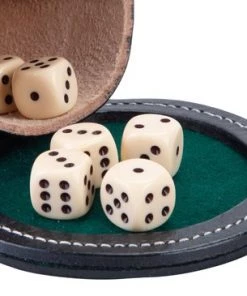 Longfield DICECUP OF BLACK LEATHER WITH LID - 9 CM -Dobbel Spellen Winkel 550x365 17