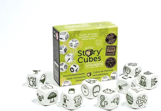 Merkloos Spellenbundel - Dobbelspel - 2 Stuks - Rory's Story Cubes Voyages & Emergency 4 Merkloos Spellenbundel - Dobbelspel - 2 Stuks - Rory's Story Cubes Voyages & Emergency - Afbeelding 4