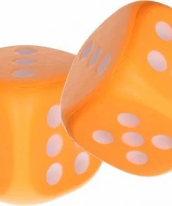 Merkloos 2x Grote Foam Dobbelsteen/dobbelstenen Oranje 12 Cm - Dobbelspellen - Spelletjes Met Dobbelstenen