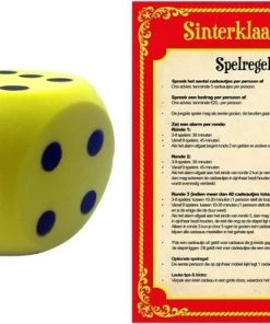 Merkloos Sinterklaas Spel Met Gele Dobbelsteen - Pakjesavond Sinterklaasspel Dobbelstenen Set