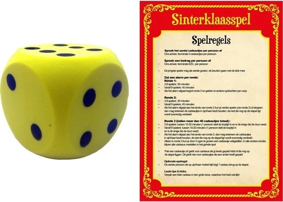 Merkloos Sinterklaas Spel Met Gele Dobbelsteen - Pakjesavond Sinterklaasspel Dobbelstenen Set 1 Merkloos Sinterklaas Spel Met Gele Dobbelsteen - Pakjesavond Sinterklaasspel Dobbelstenen Set