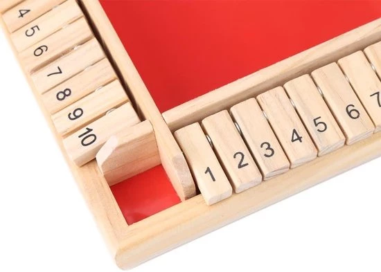 Deluxe HB Sluit De Doos - Zinaps Onbekend 4 Speler Sluit De Doos Dice Game Educatief Houten Number Board Family Traditional Game Drinken Cube Toy Classic Table Game Voor Leernummers- (WK 02127) 3 Deluxe HB Sluit De Doos - Zinaps Onbekend 4 Speler Sluit De Doos Dice Game Educatief Houten Number Board Family Traditional Game Drinken Cube Toy Classic Table Game Voor Leernummers- (WK 02127) - Afbeelding 3