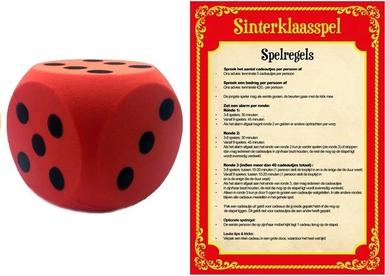 Merkloos Sinterklaas Spel Met Rode Dobbelsteen - Pakjesavond Sinterklaasspel Dobbelstenen Set 3 Merkloos Sinterklaas Spel Met Rode Dobbelsteen - Pakjesavond Sinterklaasspel Dobbelstenen Set - Afbeelding 3