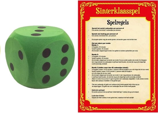 Merkloos Sinterklaas Spel Met Groene Dobbelsteen - Pakjesavond Sinterklaasspel Dobbelstenen Set 3 Merkloos Sinterklaas Spel Met Groene Dobbelsteen - Pakjesavond Sinterklaasspel Dobbelstenen Set - Afbeelding 3
