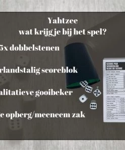 Merkloos Yathzee Set Met Handige Opbergzak - Dobbelspel - Scoreblok (100 Vellen) In Het Nederlands - 5 Dobbelstenen - Pokerbeker | Perfect Verjaardag Of Kerstcadeau -Dobbel Spellen Winkel 550x397