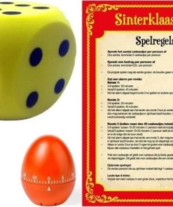 Merkloos Sinterklaas Spel Met Gele Dobbelsteen En Timer/wekker/alarm - Pakjesavond Sinterklaasspel Dobbelstenen Set
