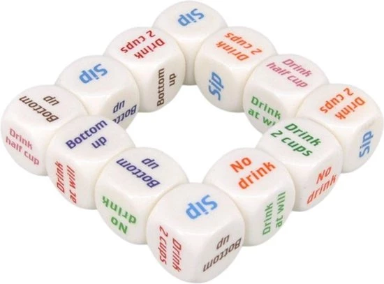 ECOSTARE Set Van 4 Drankspel Dobbelstenen - Drinkopdracht - Dobbelsteen - Drankspelletje - Drink - Drank - Spel - Drinken - Shots - Party - Partyspel - Dobbelen - Dobbelstenen - 4 STUKS 2 ECOSTARE Set Van 4 Drankspel Dobbelstenen - Drinkopdracht - Dobbelsteen - Drankspelletje - Drink - Drank - Spel - Drinken - Shots - Party - Partyspel - Dobbelen - Dobbelstenen - 4 STUKS - Afbeelding 2