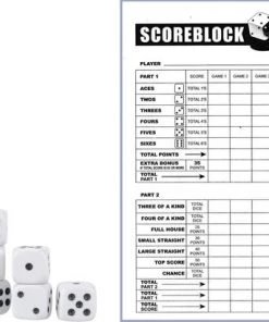 Barkleydeal Yahtzee Scoreblok + 10x Witte Dobbelstenen | Spel Voor Op Reis | Scoreblock | Spelletjes | Dobbelspellen | Spellen