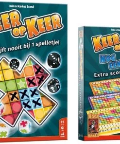 Merkloos Spellenset - 2 Stuks - Keer Op Keer - Dobbelspel & Scoreblok 3 Stuks Level 2, 3 En 4