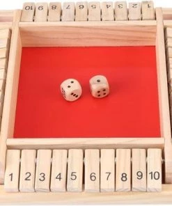 Deluxe HB Sluit De Doos - Zinaps Onbekend 4 Speler Sluit De Doos Dice Game Educatief Houten Number Board Family Traditional Game Drinken Cube Toy Classic Table Game Voor Leernummers- (WK 02127)