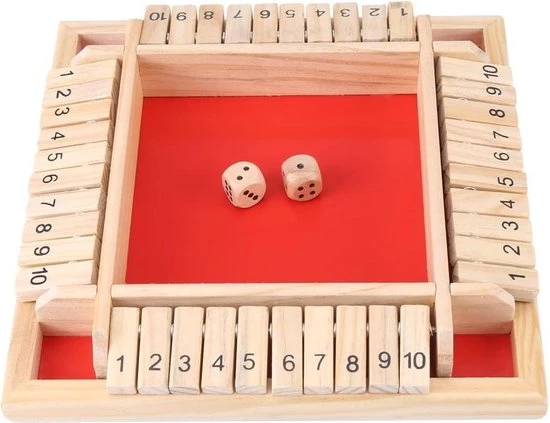 Deluxe HB Sluit De Doos - Zinaps Onbekend 4 Speler Sluit De Doos Dice Game Educatief Houten Number Board Family Traditional Game Drinken Cube Toy Classic Table Game Voor Leernummers- (WK 02127) 1 Deluxe HB Sluit De Doos - Zinaps Onbekend 4 Speler Sluit De Doos Dice Game Educatief Houten Number Board Family Traditional Game Drinken Cube Toy Classic Table Game Voor Leernummers- (WK 02127)