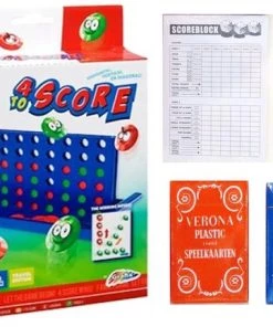 Merkloos Vakantie Reis Spelletjes Pakket. Spel 4 Op 1 Rij Reis Editie Yatzee Score Kaarten 10 Dobbelstenen 2 Pakken Speelkaarten.