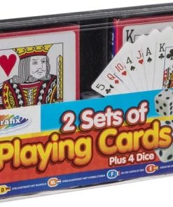 Grafix 2 Pakjes Speelkaarten En 4 Dobbelstenen
