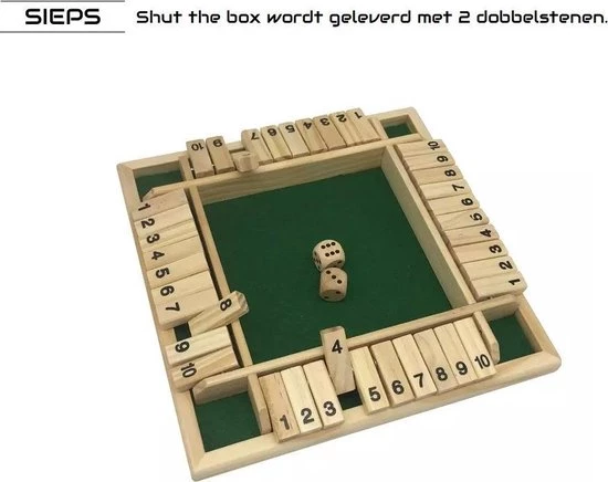 SIEPS Shut The Box 4 Spelers - 1 Tot 4 Spelers - Reisspellen - Dobbelspel - Spellen Voor Volwassenen & Kinderen - Rekenspel 3 SIEPS Shut The Box 4 Spelers - 1 Tot 4 Spelers - Reisspellen - Dobbelspel - Spellen Voor Volwassenen & Kinderen - Rekenspel - Afbeelding 3