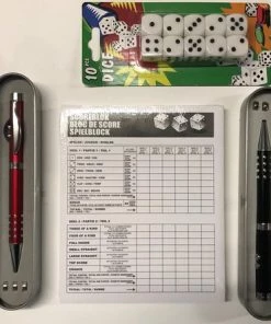 De Goedkoopste Scoreblok Yahtzee 100 Vellen Inclusief 10 Dobbelstennen Inclusief 2 Unieke En Praktische Blauwschrijvende Laserbalpennen In Luxe Opbergbox 1 X Zwart En 1 X Rood.
