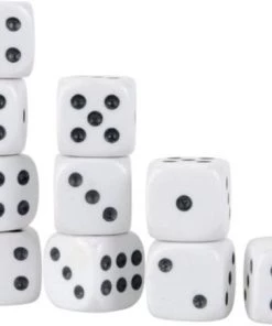 Merkloos 10 Witte Dobbelstenen Set - Do-bbelsteen - Dobbelen - Dobbelstenenset Wit - Yahtzee - Bordspel - Gezelschapsspel - Spellen