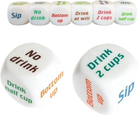 ECOSTARE Set Van 4 Drankspel Dobbelstenen - Drinkopdracht - Dobbelsteen - Drankspelletje - Drink - Drank - Spel - Drinken - Shots - Party - Partyspel - Dobbelen - Dobbelstenen - 4 STUKS 4 ECOSTARE Set Van 4 Drankspel Dobbelstenen - Drinkopdracht - Dobbelsteen - Drankspelletje - Drink - Drank - Spel - Drinken - Shots - Party - Partyspel - Dobbelen - Dobbelstenen - 4 STUKS - Afbeelding 4