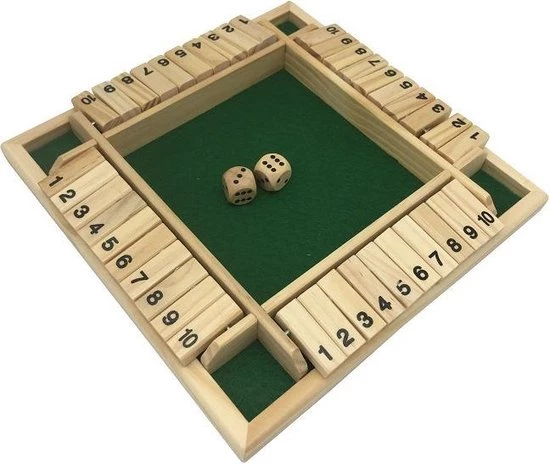 SIEPS Shut The Box 4 Spelers - 1 Tot 4 Spelers - Reisspellen - Dobbelspel - Spellen Voor Volwassenen & Kinderen - Rekenspel 1 SIEPS Shut The Box 4 Spelers - 1 Tot 4 Spelers - Reisspellen - Dobbelspel - Spellen Voor Volwassenen & Kinderen - Rekenspel