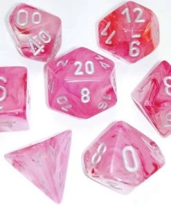 Chessex Polydice 7 Dobbelstenenset Ghostly Glow Pink Silver