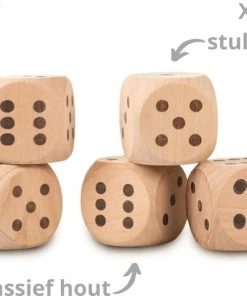 Merk Dobbelspel Hout - XL Dobbelstenen - 5 Stuks