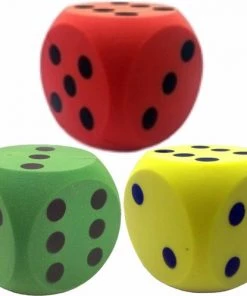 Merkloos 3x Stuks Grote Foam Dobbelstenen 16 X 16 Cm In 3x Verschillende Kleuren - Speelgoed/spelletjes