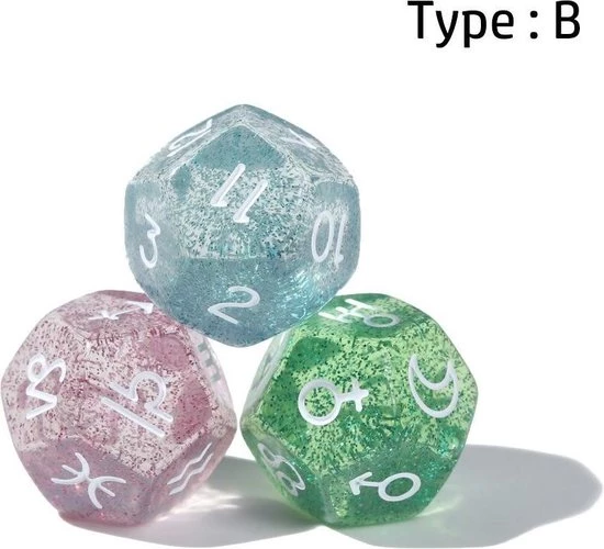 Merkloos Dobbelstenen - 3 Stuks - Astrologie - Tarot - 12-Zijdig - Veelzijdig - Vrije Tijd - Entertainment - Speelgoed - Party - Game 1 Merkloos Dobbelstenen - 3 Stuks - Astrologie - Tarot - 12-Zijdig - Veelzijdig - Vrije Tijd - Entertainment - Speelgoed - Party - Game