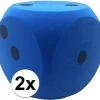 Merkloos 2x Sinterklaas Spel Dobbelstenen Blauw 4 X 4 Cm