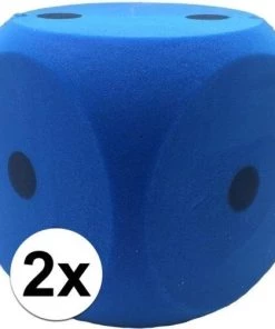 Merkloos 2x Sinterklaas Spel Dobbelstenen Blauw 4 X 4 Cm