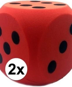 Merkloos 2x Sinterklaas Spel Dobbelstenen Rood 4 X 4 Cm