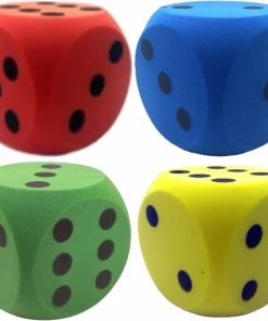 Merkloos 4x Stuks Grote Foam Dobbelstenen 16 X 16 Cm In 4x Verschillende Kleuren - Speelgoed/spelletjes
