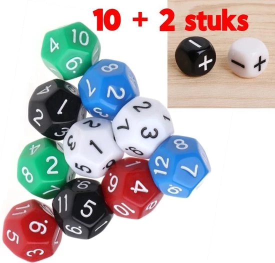 Merkloos Allernieuwste Drankspel - Rekenspel - 10x 12 Zijdige Dobbelstenen + 2x Plus/Min Dobbel Stenen - 12 Stenen 1 Merkloos Allernieuwste Drankspel - Rekenspel - 10x 12 Zijdige Dobbelstenen + 2x Plus/Min Dobbel Stenen - 12 Stenen