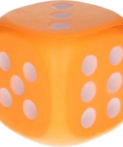 Merkloos 1x Grote Foam Dobbelsteen/dobbelstenen Oranje 12 Cm - Dobbelspellen - Spelletjes Met Dobbelstenen