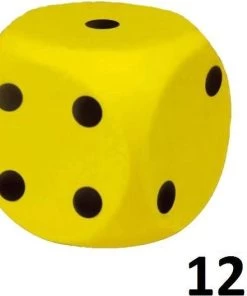 VerraXL 12x Dobbelsteen Soft / Dobbelsteen Foam Geel-Zwart 16cm