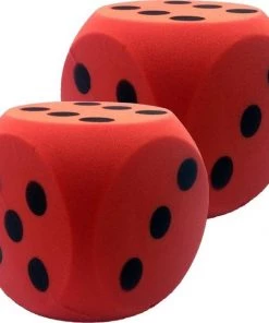 Merkloos 2x Sinterklaasspel Grote Foam Dobbelstenen Rood 16 X 16 Cm