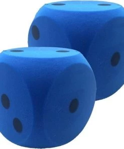 Merkloos 2x Sinterklaas Spel Grote Foam Dobbelsteen Blauw 16 X 16 Cm - Pakjesavond Dobbelspel