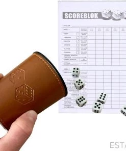 ESTARK LUXE Yahtzee Set - Dobbelset - 10 X Scoreblok - Yathzeeset - Poker - Dobbelspel - Score Blok - Dobbelstenen - Familiespellen - 6 Dobbelspellen - Spel - Werpbeker - 17 Delig