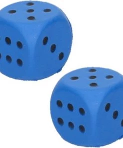 Merkloos Set Van 4x Stuks Foam Dobbelsteen Blauw 4 X 4 Cm - Speelgoed Dobbelstenen