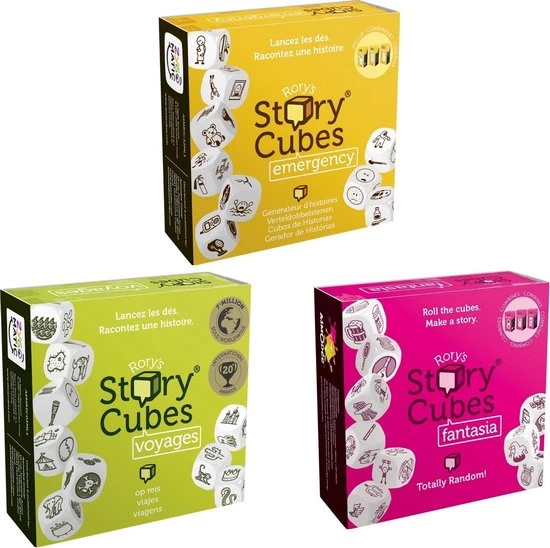 Merkloos Spellenbundel - Dobbelspel - 3 Stuks - Rory's Story Cubes Voyages, Fantasia & Emergency 1 Merkloos Spellenbundel - Dobbelspel - 3 Stuks - Rory's Story Cubes Voyages, Fantasia & Emergency