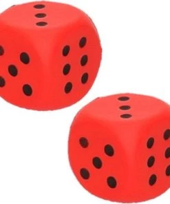 Merkloos Set Van 4x Stuks Foam Dobbelsteen Rood 4 X 4 Cm - Speelgoed Dobbelstenen