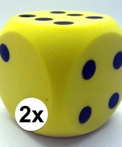 Merkloos 2x Sinterklaas Spel Grote Dobbelstenen Geel 16 X 16 Cm